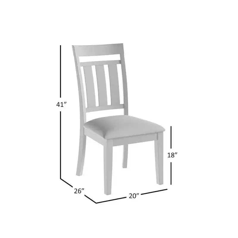 Distressed Rustic Acacia Upholstered Slat-Back Dining Chair – Set of 2