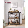 3-Tier Kitchen Serving Cart with Removable Tray - Mobile Utility Cart with Wheels & Brakes, Rustic Brown and Black