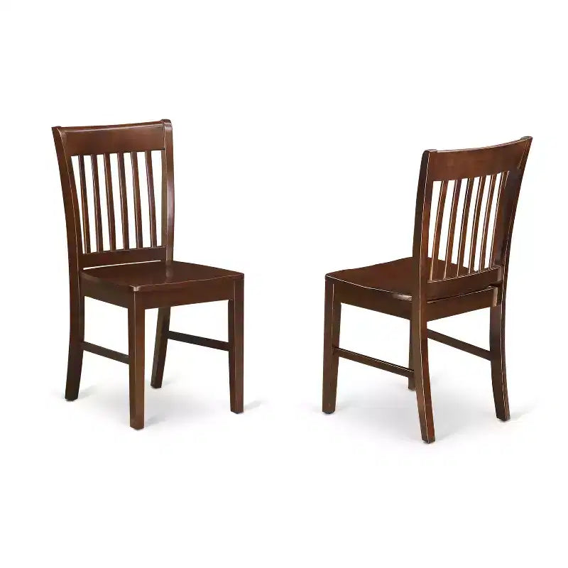 Set da pranzo HomeStock Belmont 3 pezzi con tavolo in legno e 2 sedie da pranzo in legno con seduta e schienale a doghe, finitura mogano