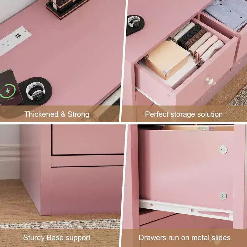 12 Drawer Dresser for Bedroom, 61 Inch Wood Dresser with Power Outlet, Wide Chest of Drawers
