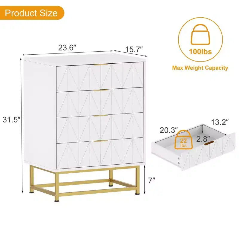Cassettiera a 4 cassetti Coolmee, cassettiere moderne, organizer per cassetti con gambe in metallo, armadietto contenitore per camera da letto, soggiorno, corridoio, armadio