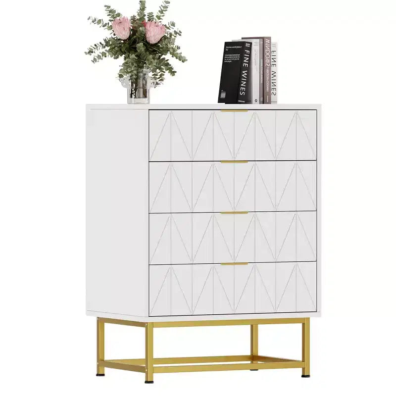 Cassettiera a 4 cassetti Coolmee, cassettiere moderne, organizer per cassetti con gambe in metallo, armadietto contenitore per camera da letto, soggiorno, corridoio, armadio