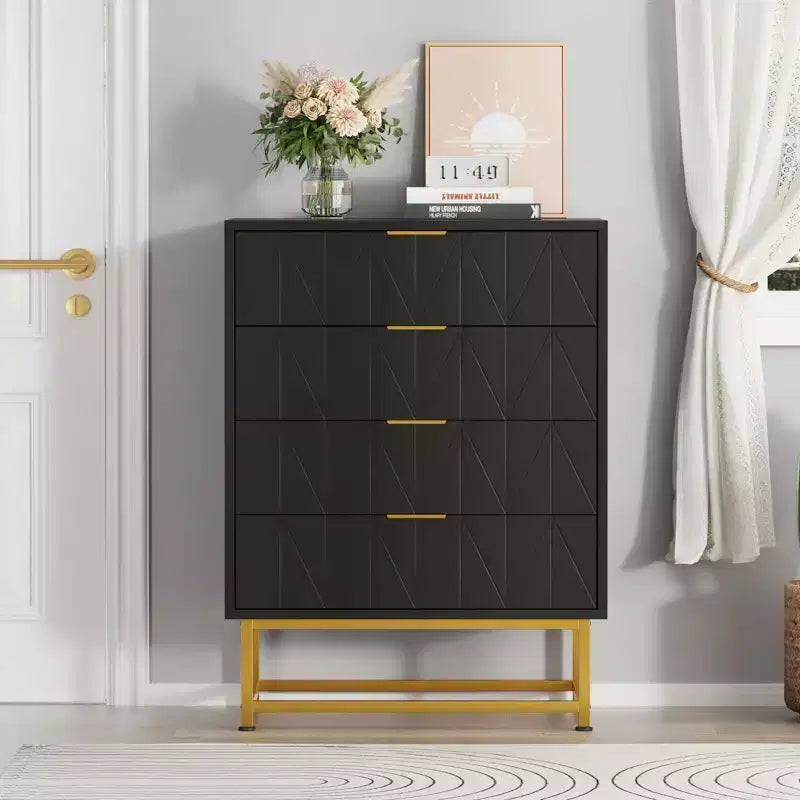 Cassettiera a 4 cassetti Coolmee, cassettiere moderne, organizer per cassetti con gambe in metallo, armadietto contenitore per camera da letto, soggiorno, corridoio, armadio