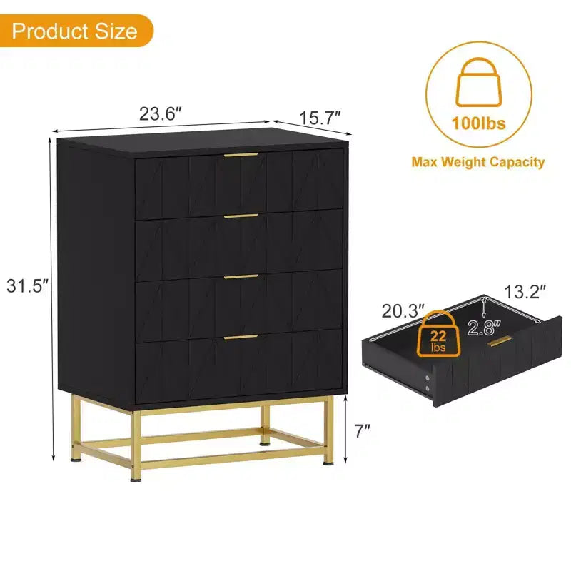 Cassettiera a 4 cassetti Coolmee, cassettiere moderne, organizer per cassetti con gambe in metallo, armadietto contenitore per camera da letto, soggiorno, corridoio, armadio