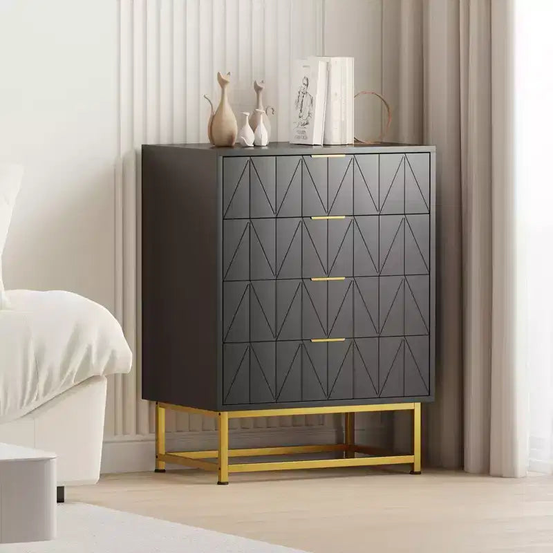 Cassettiera a 4 cassetti Coolmee, cassettiere moderne, organizer per cassetti con gambe in metallo, armadietto contenitore per camera da letto, soggiorno, corridoio, armadio