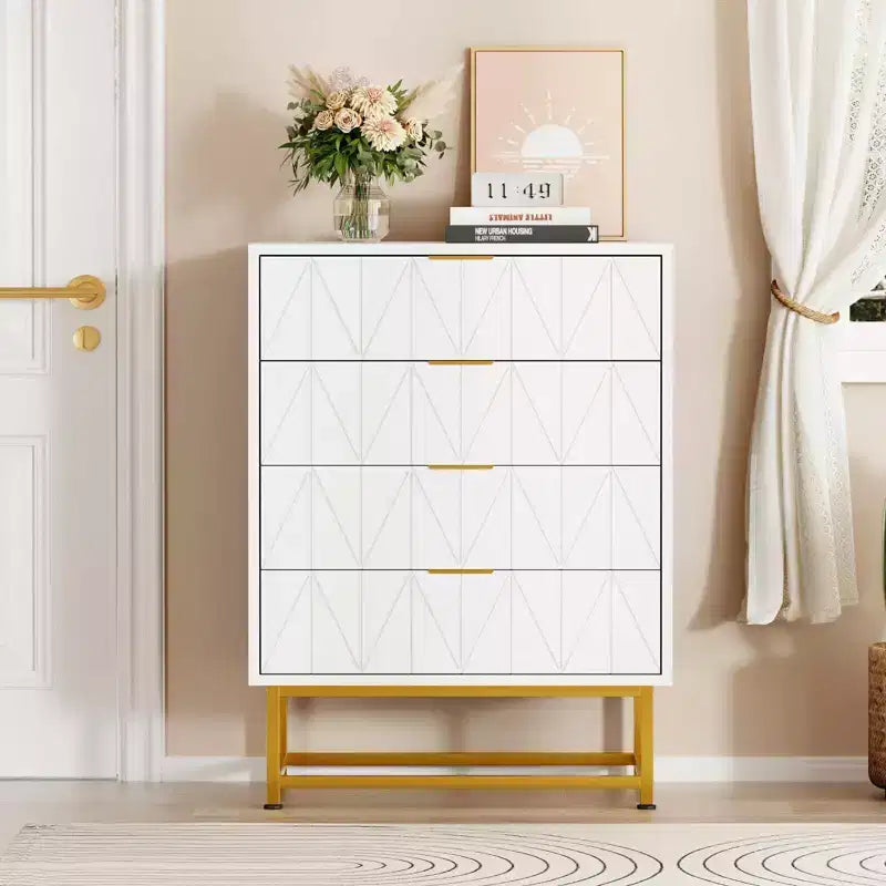 Cassettiera a 4 cassetti Coolmee, cassettiere moderne, organizer per cassetti con gambe in metallo, armadietto contenitore per camera da letto, soggiorno, corridoio, armadio