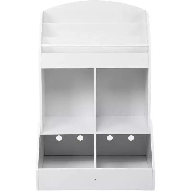 Acekool Kids Toy Organizer and Bookshelf, 3-Tier Sling Book Rack with 2 Storage Bins, Pine Wood, Child Safe, 35x14x39 for Playroom Bedroom