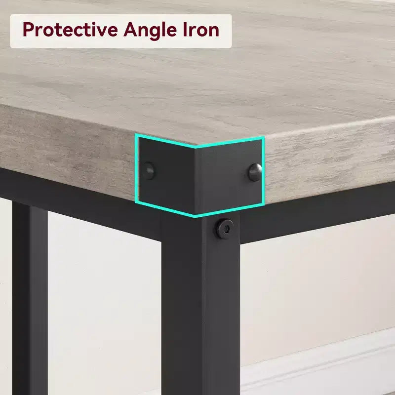 3-Piece Dining Table Set for 4 with 2 Benches, Kitchen Table with Corner Protectors, H-Shaped Frame, Compact for Apartments & Small Spaces
