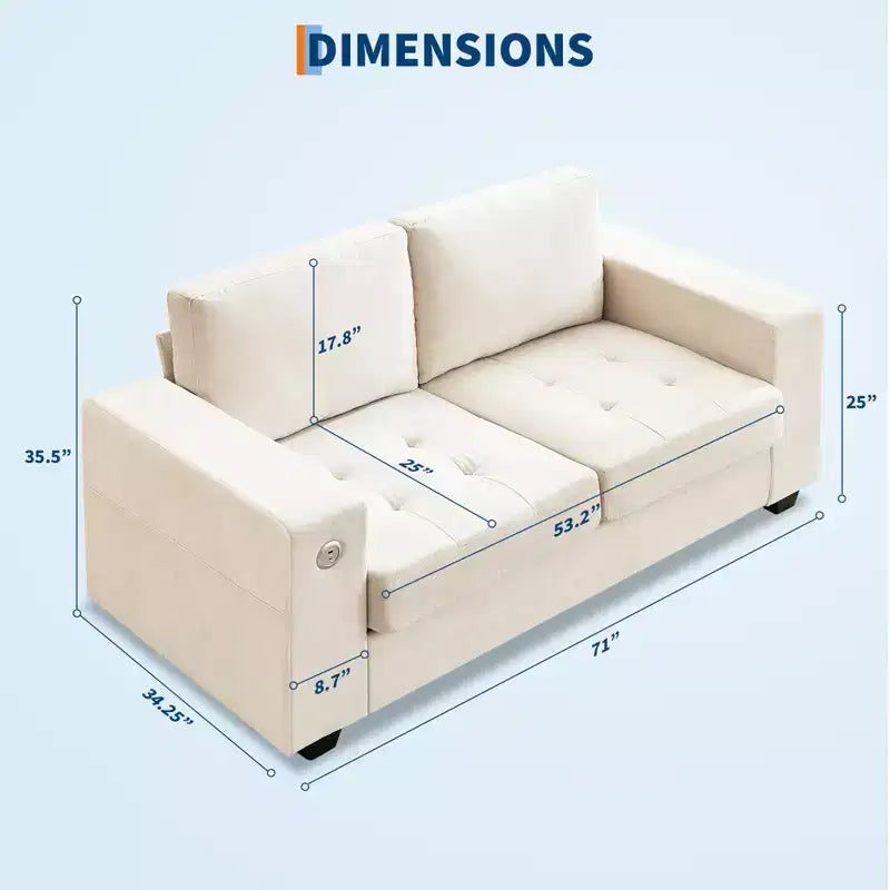COZONY Divano a nuvola da 70'' in ciniglia in stile Mid-Century, Seduta profonda, Porte USB, Tasche laterali, Nessun assemblaggio