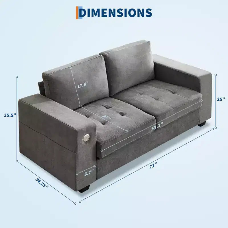 COZONY Divano a nuvola da 70'' in ciniglia in stile Mid-Century, Seduta profonda, Porte USB, Tasche laterali, Nessun assemblaggio