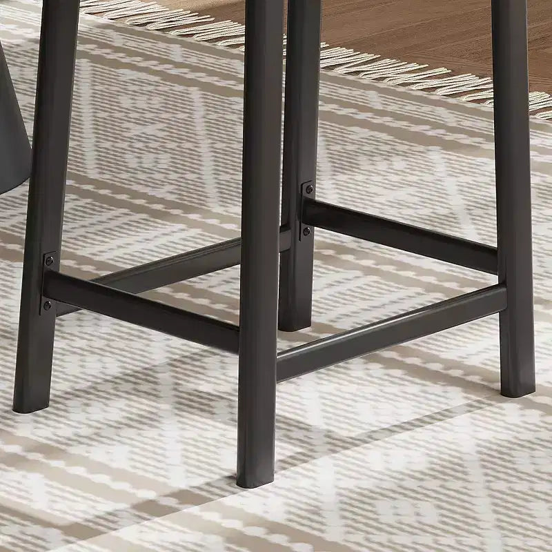Set of 2 24 Counter Height Bar Stools, Upholstered PU Leather Curved Saddle Seats with Metal Frame and Footrest