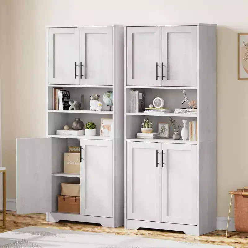 67 Tall Freestanding Kitchen Pantry Cabinets Storage Cabinet, Bathroom Cabinet with 4 Doors and Adjustable Shelves