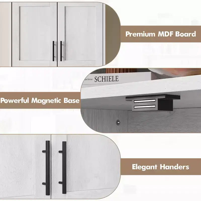 67 Tall Freestanding Kitchen Pantry Cabinets Storage Cabinet, Bathroom Cabinet with 4 Doors and Adjustable Shelves