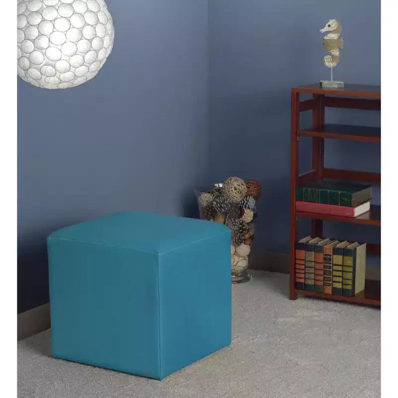 Curved Semi-Circle Ottoman – Black Vinyl, Plush Upholstered Lounge Seat