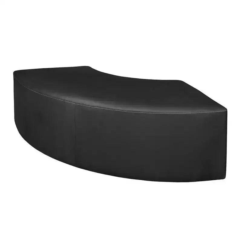 Curved Semi-Circle Ottoman – Black Vinyl, Plush Upholstered Lounge Seat