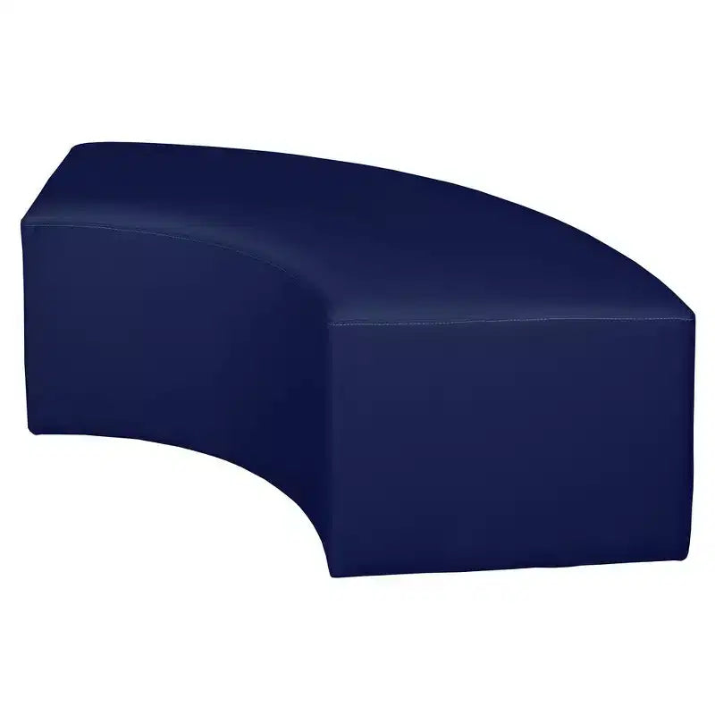 Curved Semi-Circle Ottoman – Black Vinyl, Plush Upholstered Lounge Seat