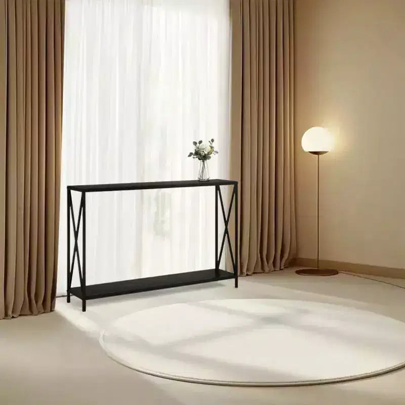 Slim Console Table with X-Frame – Black, Entryway & Hallway Accent