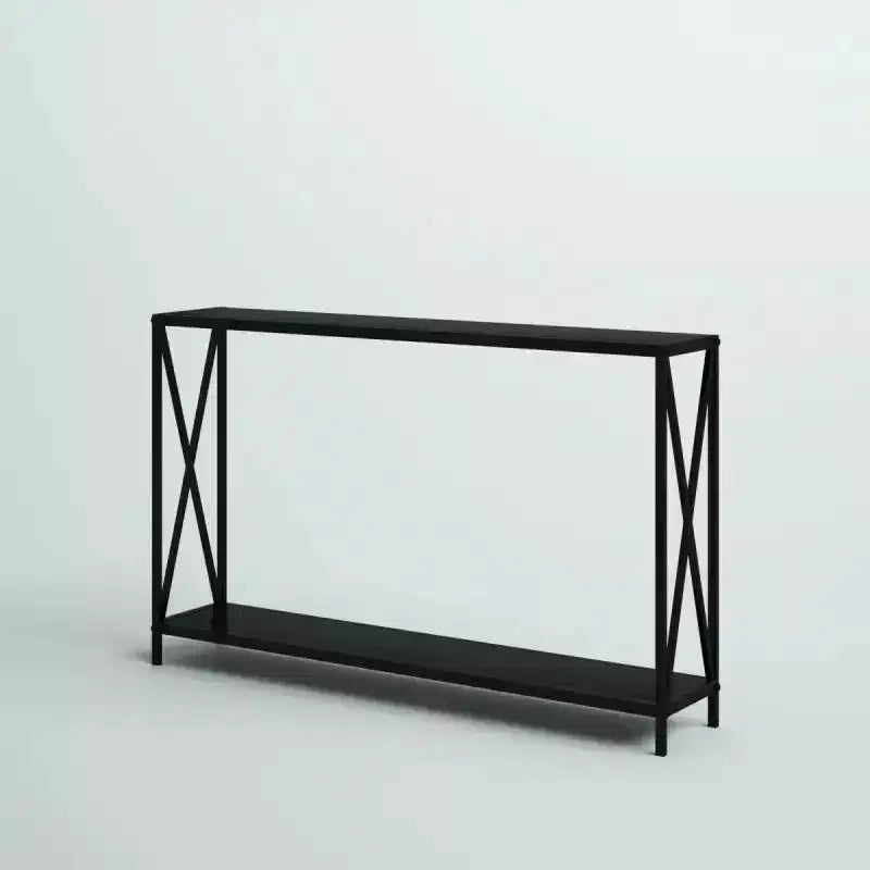 Slim Console Table with X-Frame – Black, Entryway & Hallway Accent