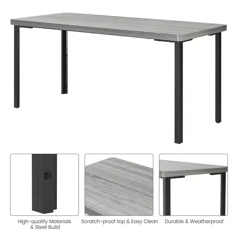 Dining Table Set for 4, Kitchen Table with 2 Benches, Metal Frame, Space-Saving Dining Room Dinette Sets for Kitchen, Dining Room