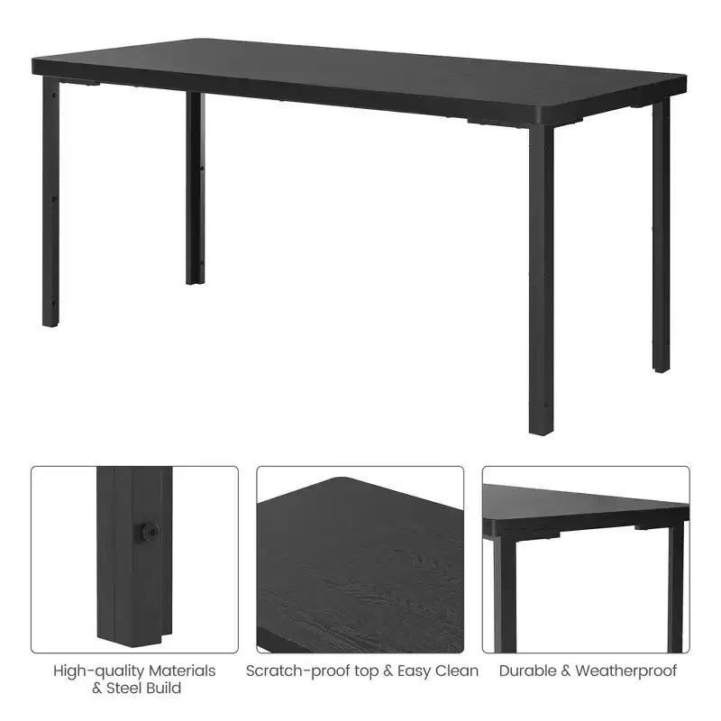 Dining Table Set for 4, Kitchen Table with 2 Benches, Metal Frame, Space-Saving Dining Room Dinette Sets for Kitchen, Dining Room