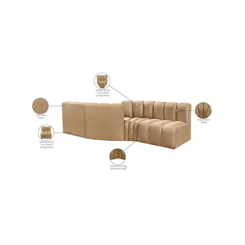 Meridian Furniture,Arc Velvet Modular Sofa