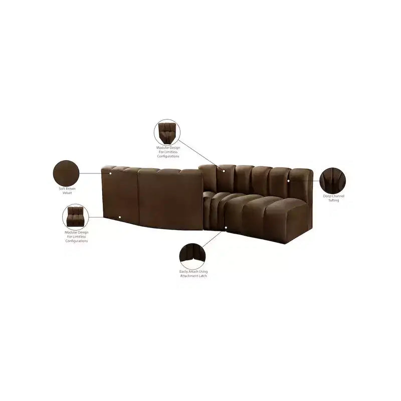 Meridian Furniture,Arc Velvet Modular Sofa