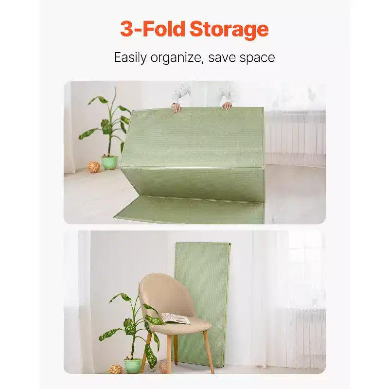 VEVOR Japanese Tatami Mat, Queen Size Foldable Japanese Tatami Mattress( Natural Rush Grass), Japanese Floor Mattress with Non-Slip Backing, Green