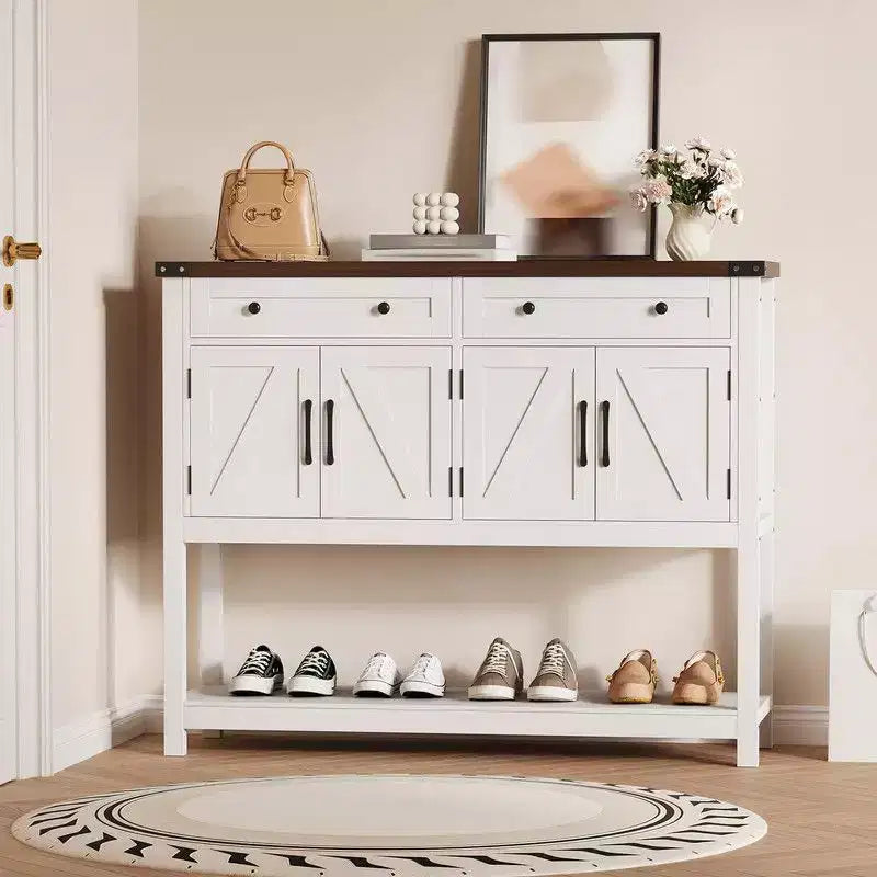 Modern Farmhouse Sideboard, 47 Buffet Sideboard Cabinet with Storage and 2 Drawers, Coffee Bar Console Table with Shelf