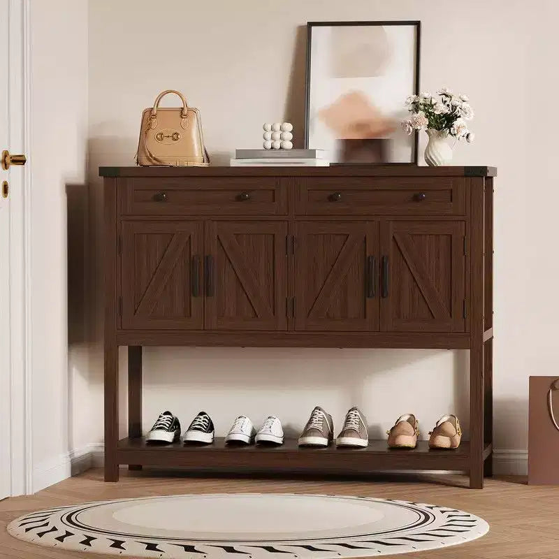 Modern Farmhouse Sideboard, 47 Buffet Sideboard Cabinet with Storage and 2 Drawers, Coffee Bar Console Table with Shelf