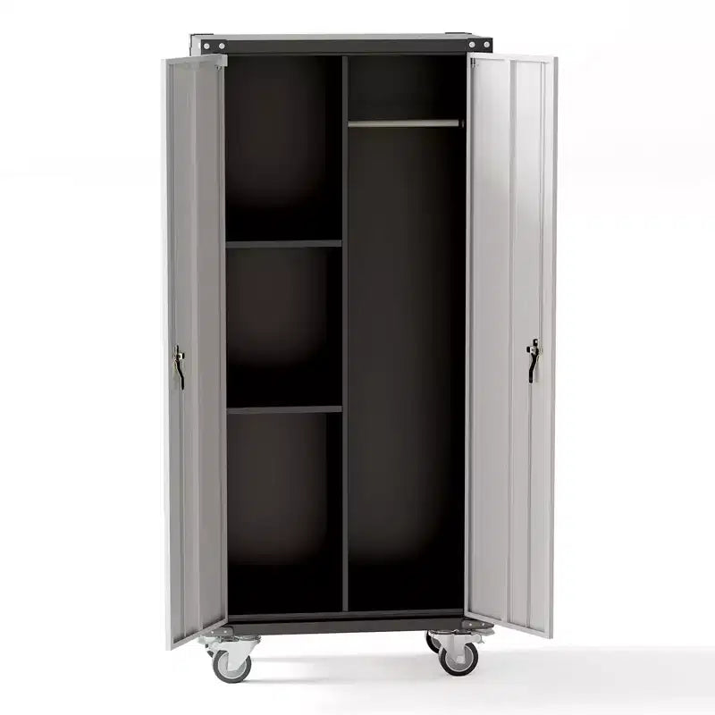 71 Storage Metal Cabinet, 4 Adjustable Feet and Lock Tall Storage Cabinet with Doors and Adjustable 4 Shelves