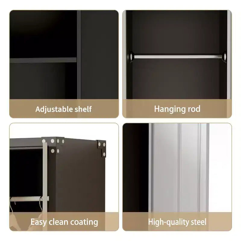 71 Storage Metal Cabinet, 4 Adjustable Feet and Lock Tall Storage Cabinet with Doors and Adjustable 4 Shelves
