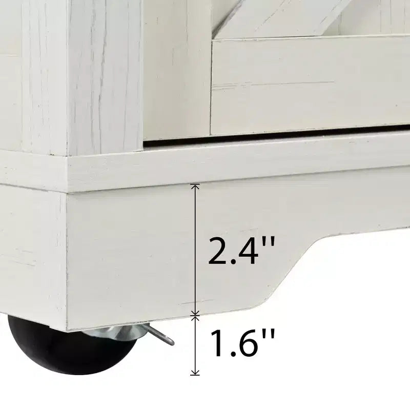 53.7 Farmhouse Kitchen Island with Power Outlet, Sliding Barn Doors, Drop Leaf, Spice Rack, Rolling Kitchen Cart