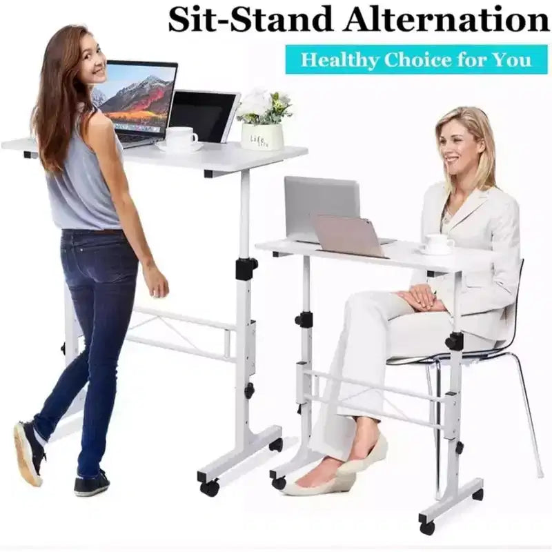 Bureau informatique mobile debout avec roulettes, table d'ordinateur portable portable, hauteur réglable de 79 à 109 cm pour bureau à domicile, chevet, salle de classe, 81 x 41 cm