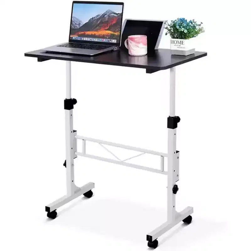 Bureau informatique mobile debout avec roulettes, table d'ordinateur portable portable, hauteur réglable de 79 à 109 cm pour bureau à domicile, chevet, salle de classe, 81 x 41 cm