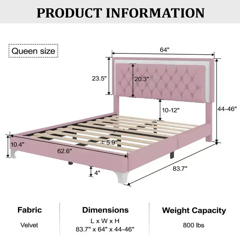 Set Whisen 3 pezzi, letto matrimoniale imbottito con piattaforma e due comodini