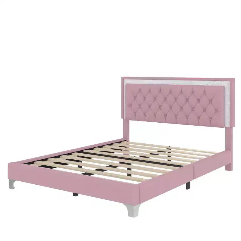 Set Whisen 3 pezzi, letto matrimoniale imbottito con piattaforma e due comodini