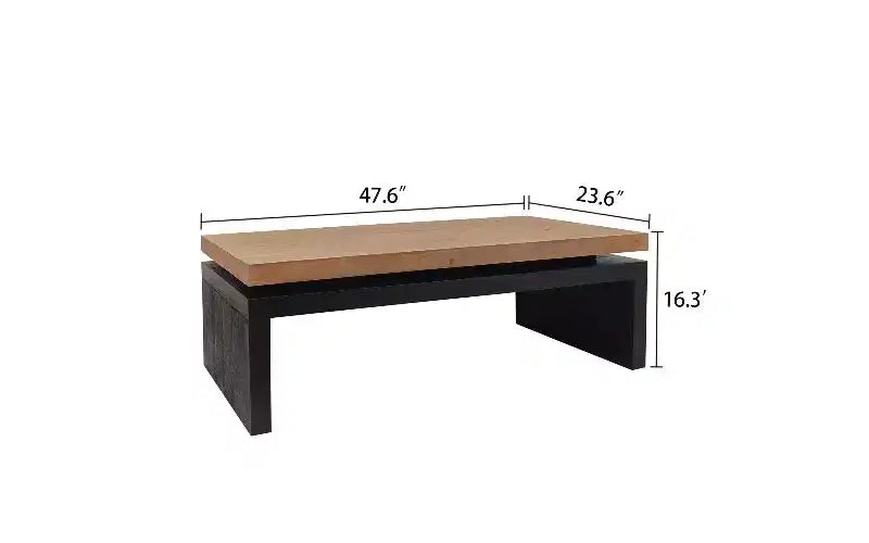 TUYOHW Tavolino Moderno in Legno con Piano Flottante, Elegante Tavolo Rettangolare per Soggiorno, Tavolino Industriale da Divano