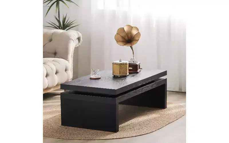 TUYOHW Tavolino Moderno in Legno con Piano Flottante, Elegante Tavolo Rettangolare per Soggiorno, Tavolino Industriale da Divano