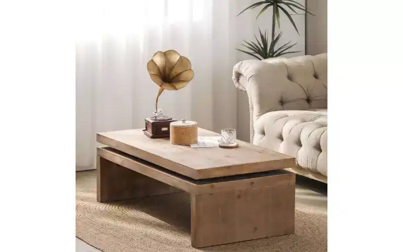 TUYOHW Tavolino Moderno in Legno con Piano Flottante, Elegante Tavolo Rettangolare per Soggiorno, Tavolino Industriale da Divano