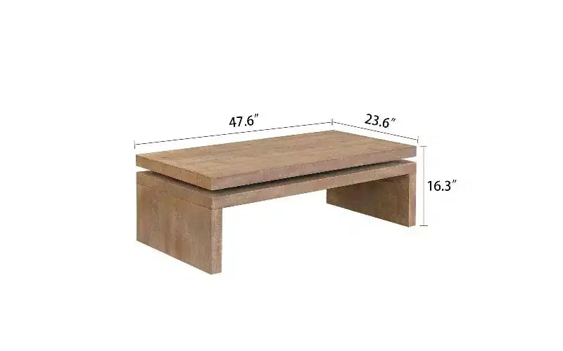 TUYOHW Tavolino Moderno in Legno con Piano Flottante, Elegante Tavolo Rettangolare per Soggiorno, Tavolino Industriale da Divano