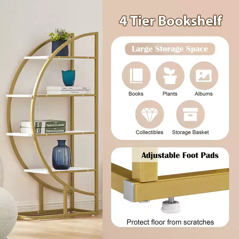 Libreria modulare aperta GDFStudio Beau moderna a 4 ripiani in legno e acciaio