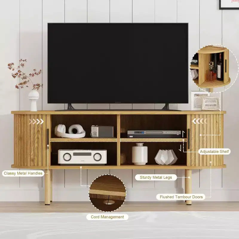 Mobile TV Acekool da 47,2 Pollici, Centro Intrattenimento Moderno con Ante Scorrevoli e Vano Contenitore, per Soggiorno, Camera da Letto