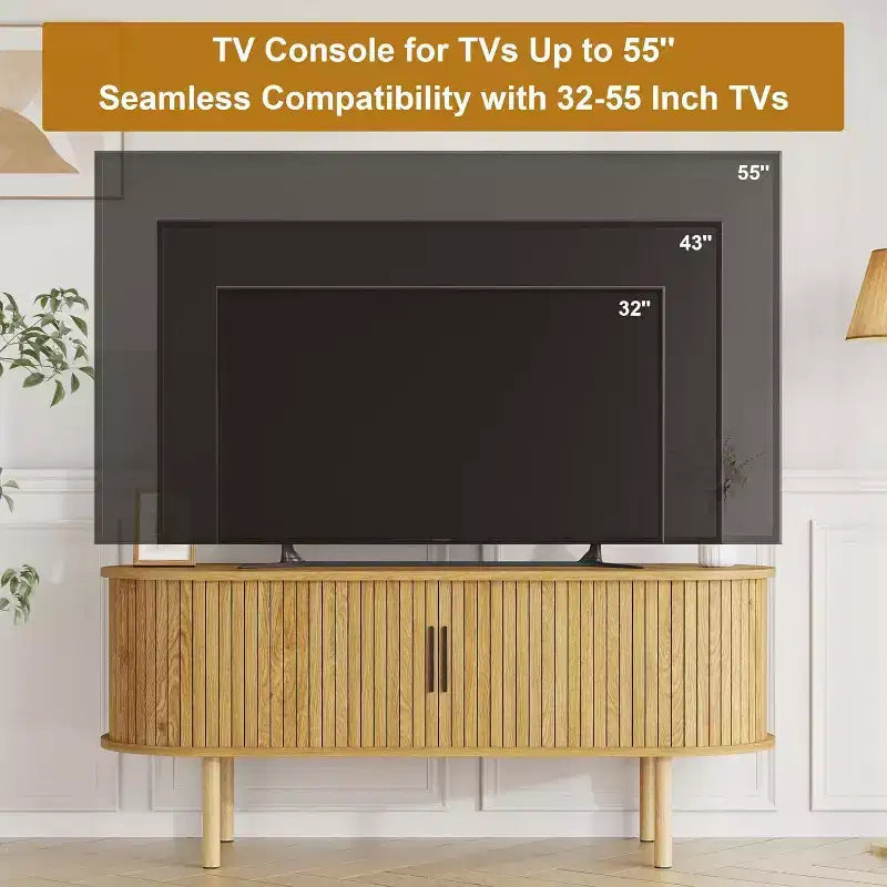 Mobile TV Acekool da 47,2 Pollici, Centro Intrattenimento Moderno con Ante Scorrevoli e Vano Contenitore, per Soggiorno, Camera da Letto