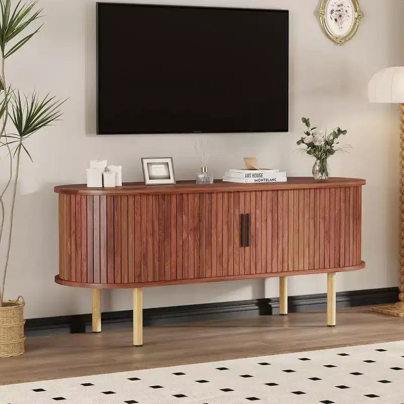 Mobile TV Acekool da 47,2 Pollici, Centro Intrattenimento Moderno con Ante Scorrevoli e Vano Contenitore, per Soggiorno, Camera da Letto