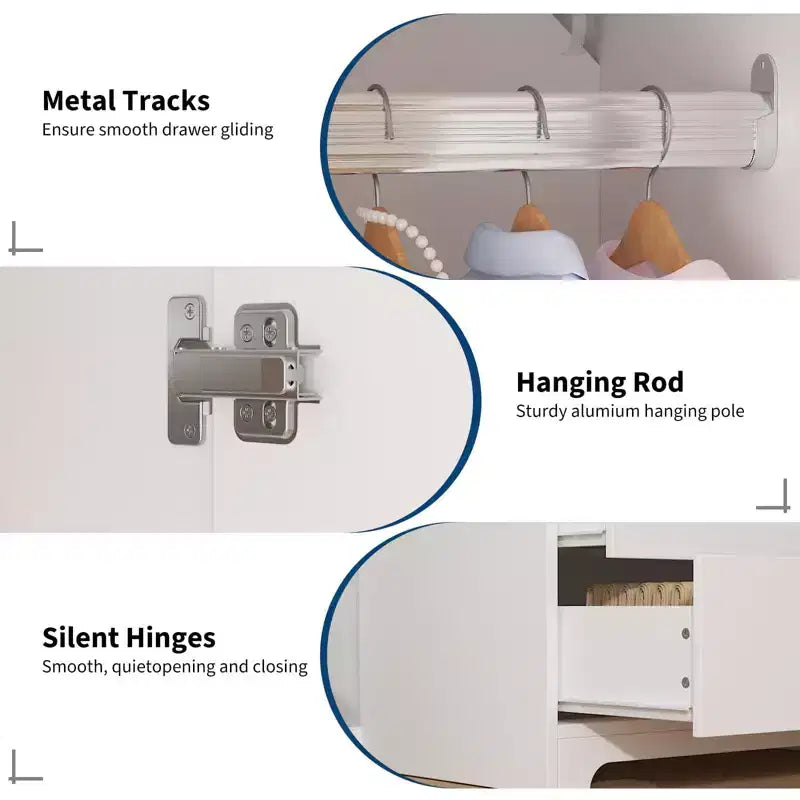 COZONY Armadio a 2 ante, Armadietto credenza a pannello piatto in MDF per camera da letto, sala da pranzo e casa