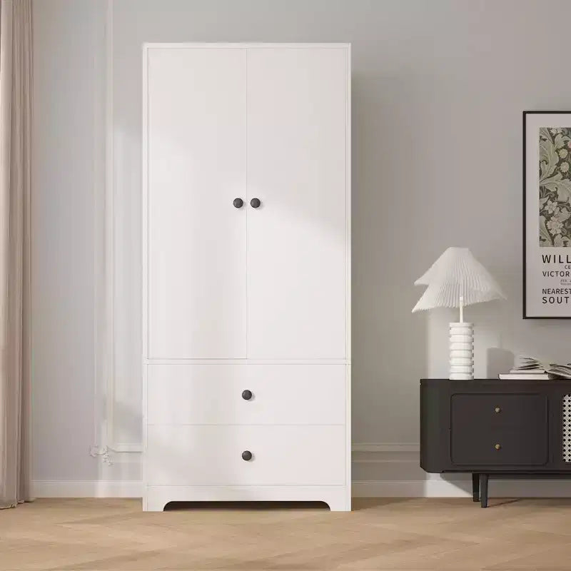 COZONY Armadio a 2 ante, Armadietto credenza a pannello piatto in MDF per camera da letto, sala da pranzo e casa