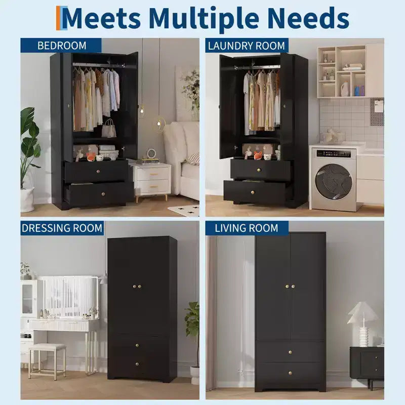 COZONY Armadio a 2 ante, Armadietto credenza a pannello piatto in MDF per camera da letto, sala da pranzo e casa