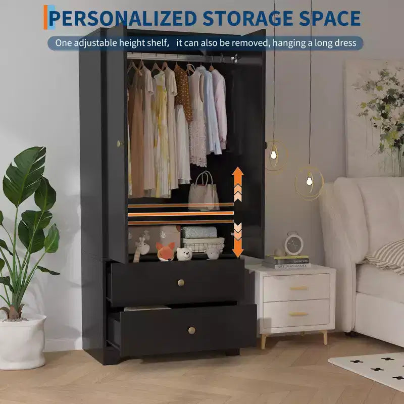 COZONY Armadio a 2 ante, Armadietto credenza a pannello piatto in MDF per camera da letto, sala da pranzo e casa