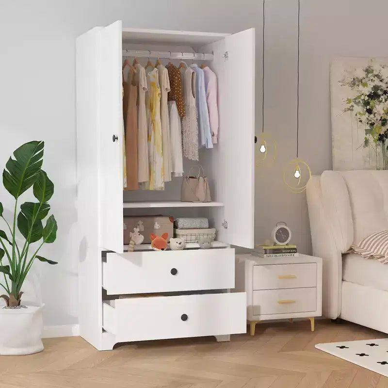 COZONY Armadio a 2 ante, Armadietto credenza a pannello piatto in MDF per camera da letto, sala da pranzo e casa