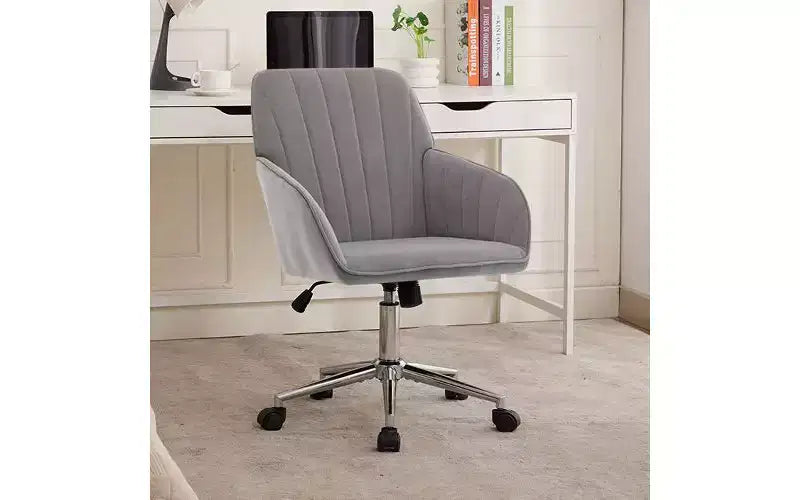 Sedia da Ufficio Ergonomica di Lusso TUYOHW, Sedia da Scrivania per Ufficio Domestico in Velluto con Base in Metallo Placcato Oro, Sedia Girevole Regolabile per Trucco